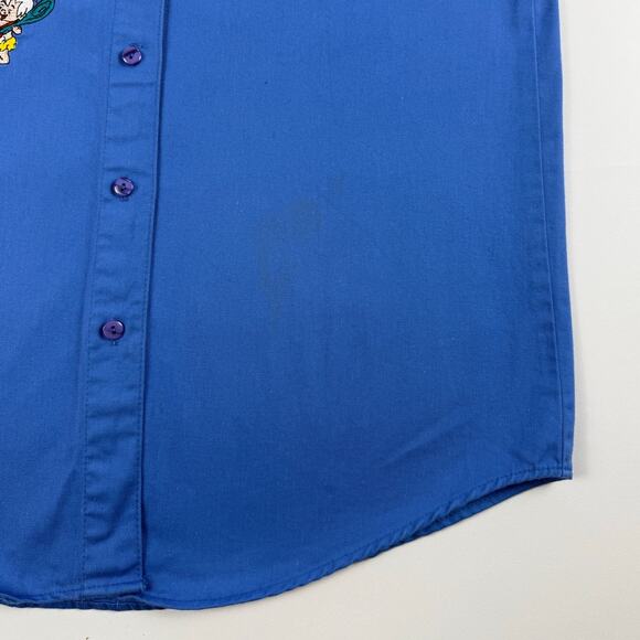 Vintage 90s The Flintstones Embroidered Sleeveless Shirt Blue USA Made Large - Picture 5 of 7